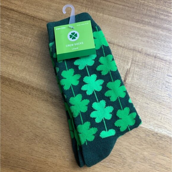 Target Accessories - Green Shamrock Crew Socks Shoe Sizes 4-10 St. Patricks Day Theme Polyester Blend